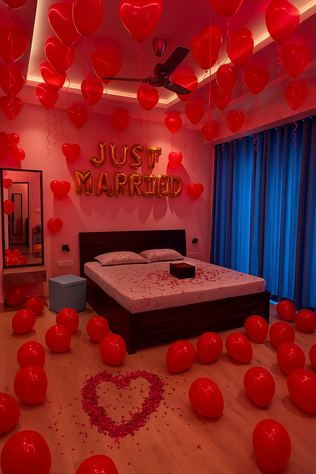 "Happy Anniversary celebration with beautiful balloon decorations by Best Event Planner & Balloon Decorators, call 8595078930 for bookings."